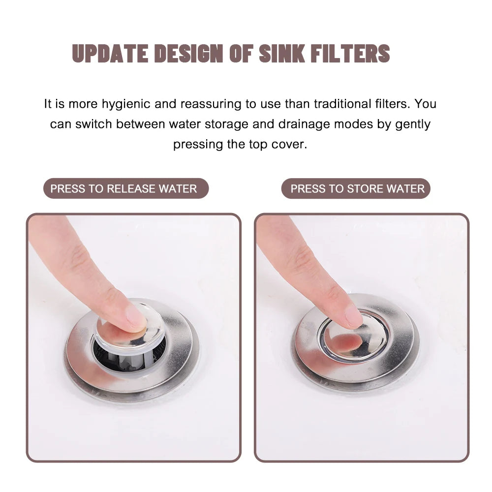 Design of sink filters with instructions on water release and storage modes.
